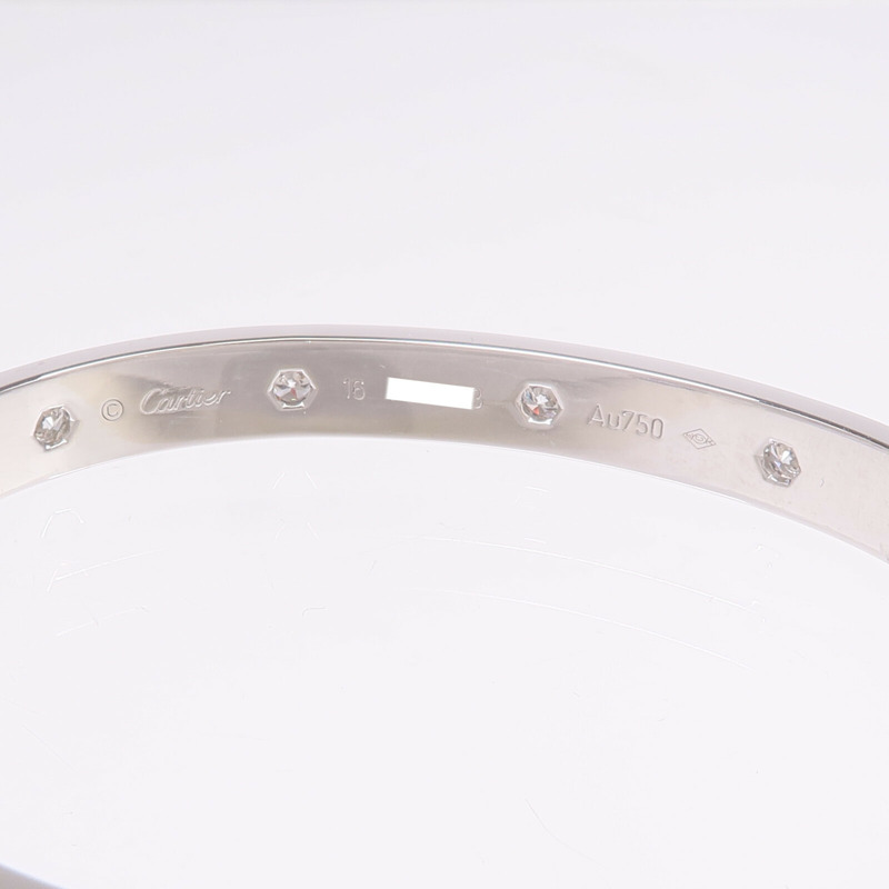 CARTIER 18K白金Love Bracelet鑽石手鐲Cartier#16-4