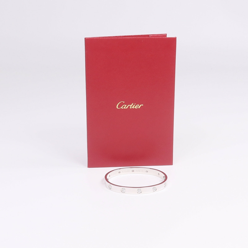 CARTIER 18K白金Love Bracelet鑽石手鐲Cartier#16-7