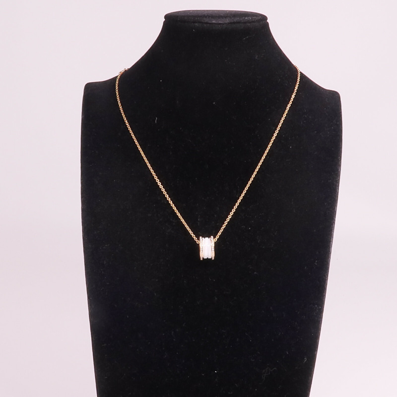 BVLGARI 18K玫瑰金/陶瓷B.Zero1 Necklace鑽石項鍊-8