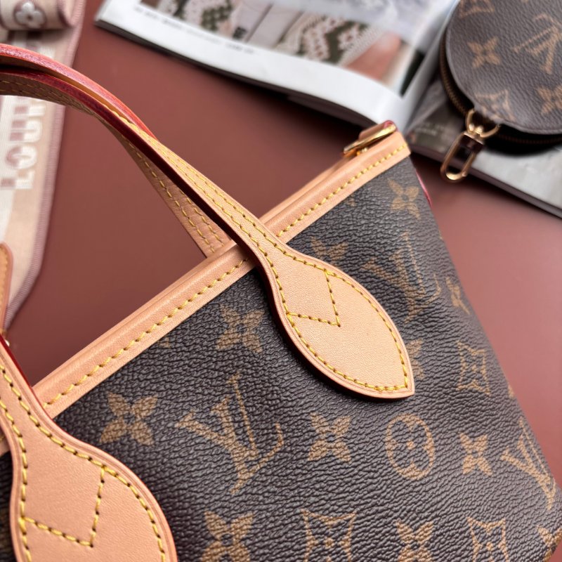 超級可愛 ::LOUIS VUITTON:: LV M46705 NEVERFULL BB 經典花紋托特包 手提包 斜背包-6