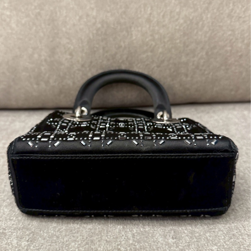 DIOR lady黑色水晶格紋mini-4