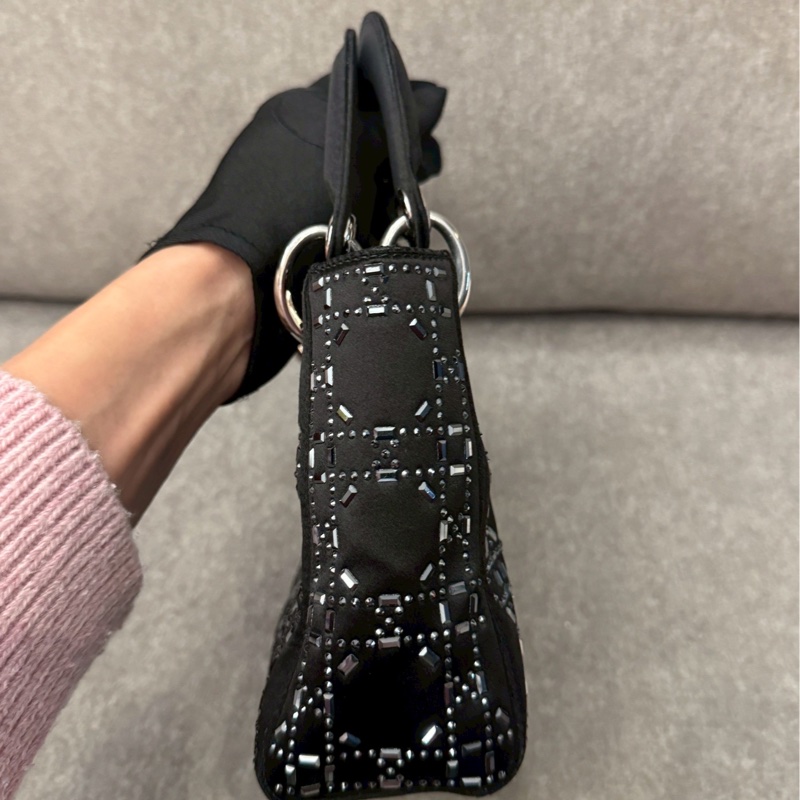DIOR lady黑色水晶格紋mini-5