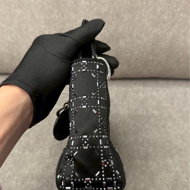 DIOR lady黑色水晶格紋mini-3