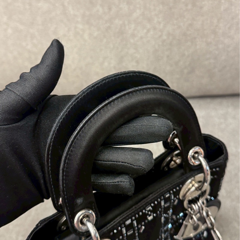 DIOR lady黑色水晶格紋mini-6