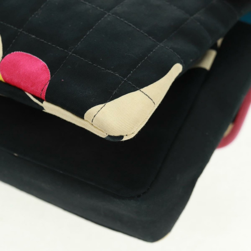 【日本直送】香奈兒 2.55 鏈條巧克力棒肩背包 帆布 黑色 銀色 CC 標誌 Auth 167915V-8