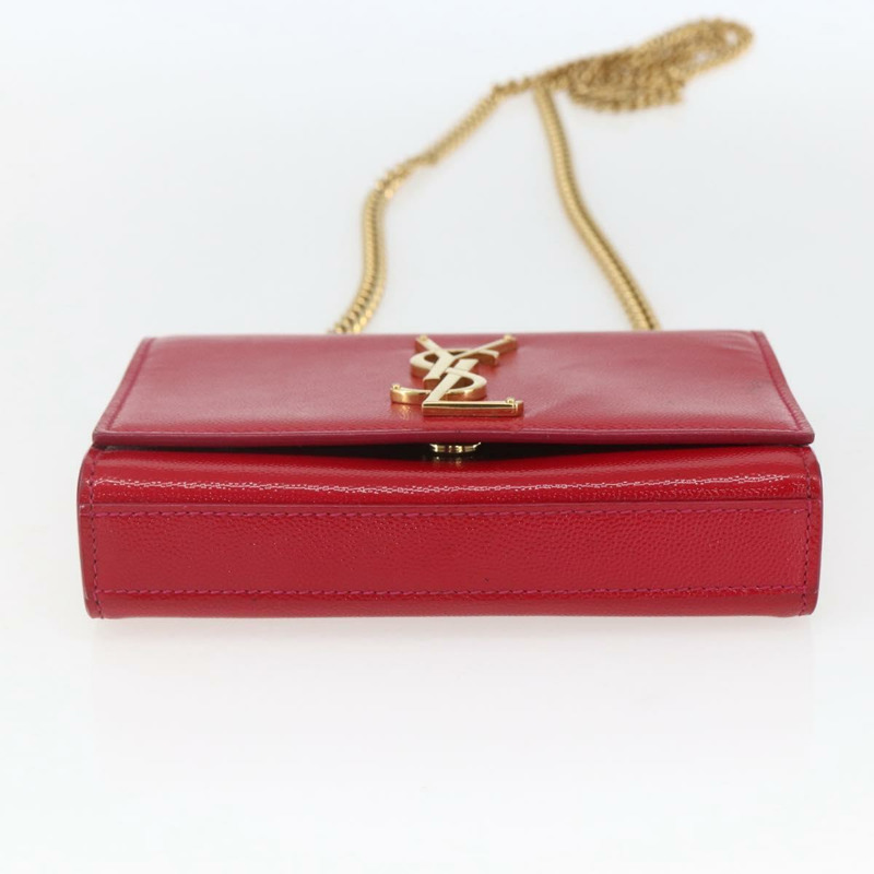 【日本直送】SAINT LAURENT 鏈條單肩包 皮革 紅色 金色 正品 ka1910V-4