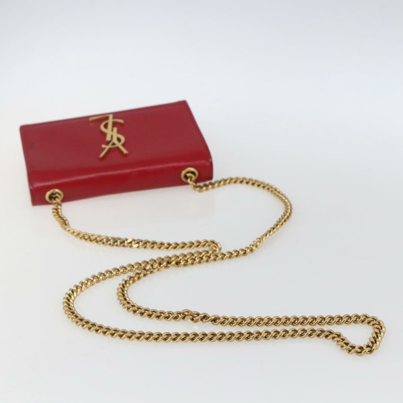 【日本直送】SAINT LAURENT 鏈條單肩包 皮革 紅色 金色 正品 ka1910V-6