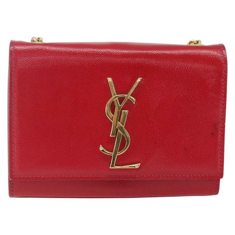 【日本直送】SAINT LAURENT 鏈條單肩包 皮革 紅色 金色 正品 ka1910V-12