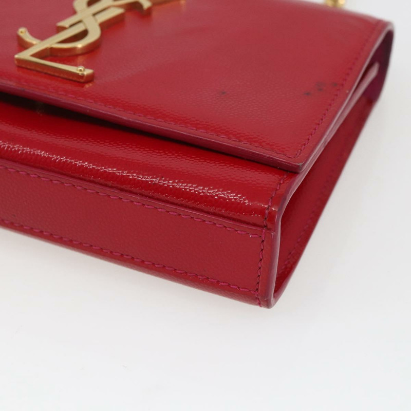 【日本直送】SAINT LAURENT 鏈條單肩包 皮革 紅色 金色 正品 ka1910V-14