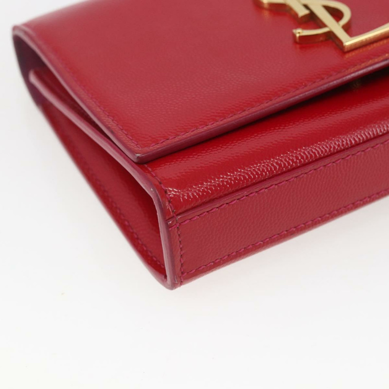 【日本直送】SAINT LAURENT 鏈條單肩包 皮革 紅色 金色 正品 ka1910V-15
