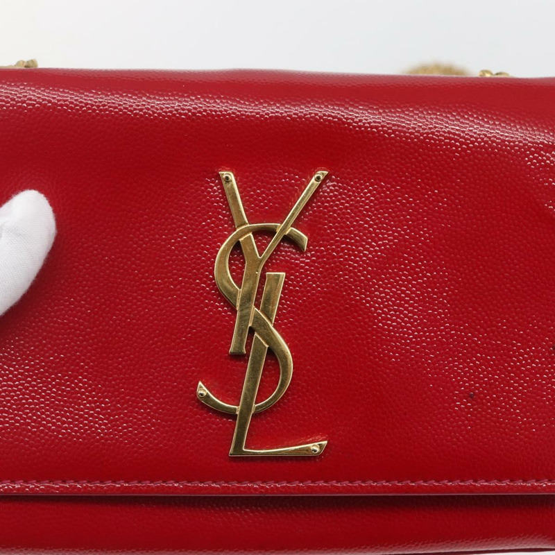 【日本直送】SAINT LAURENT 鏈條單肩包 皮革 紅色 金色 正品 ka1910V-18