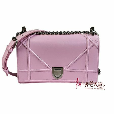 ＊奢華大道國際精品＊【D0274】DIOR BABY粉色 DIORAMA 銀鍊兩用包 22CM