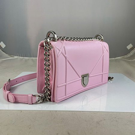 ＊奢華大道國際精品＊【D0274】DIOR BABY粉色 DIORAMA 銀鍊兩用包 22CM-1