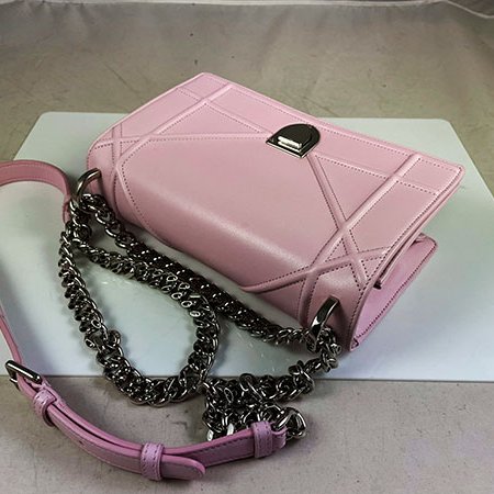 ＊奢華大道國際精品＊【D0274】DIOR BABY粉色 DIORAMA 銀鍊兩用包 22CM-2