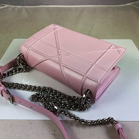 ＊奢華大道國際精品＊【D0274】DIOR BABY粉色 DIORAMA 銀鍊兩用包 22CM-3
