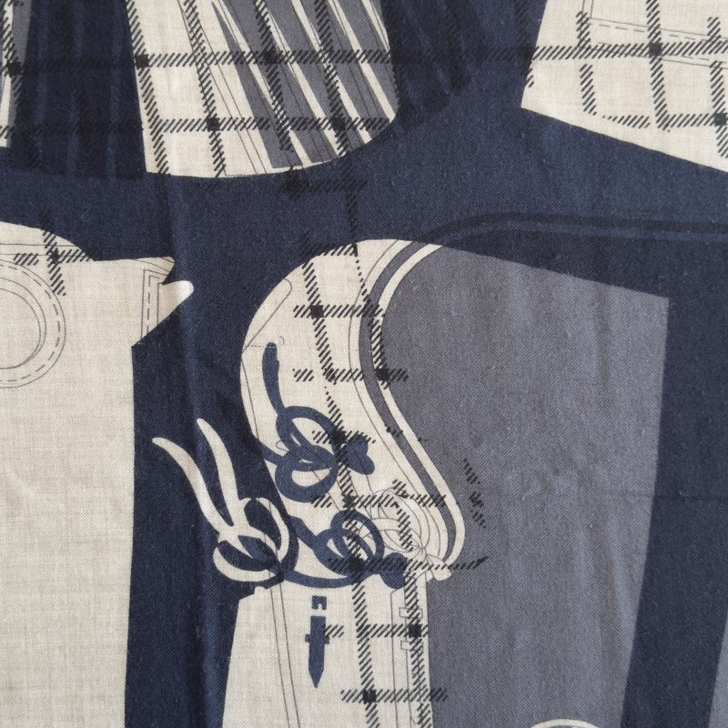 HERMES Imprimeur Fou Quadricube shawl 140 羊絨 圍巾-2