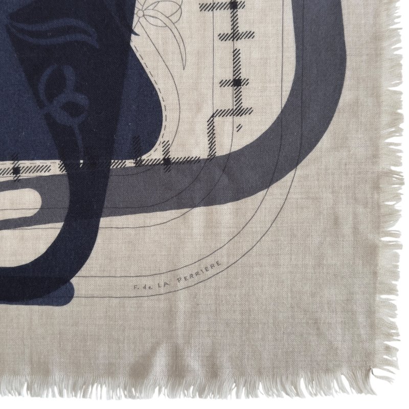 HERMES Imprimeur Fou Quadricube shawl 140 羊絨 圍巾-6
