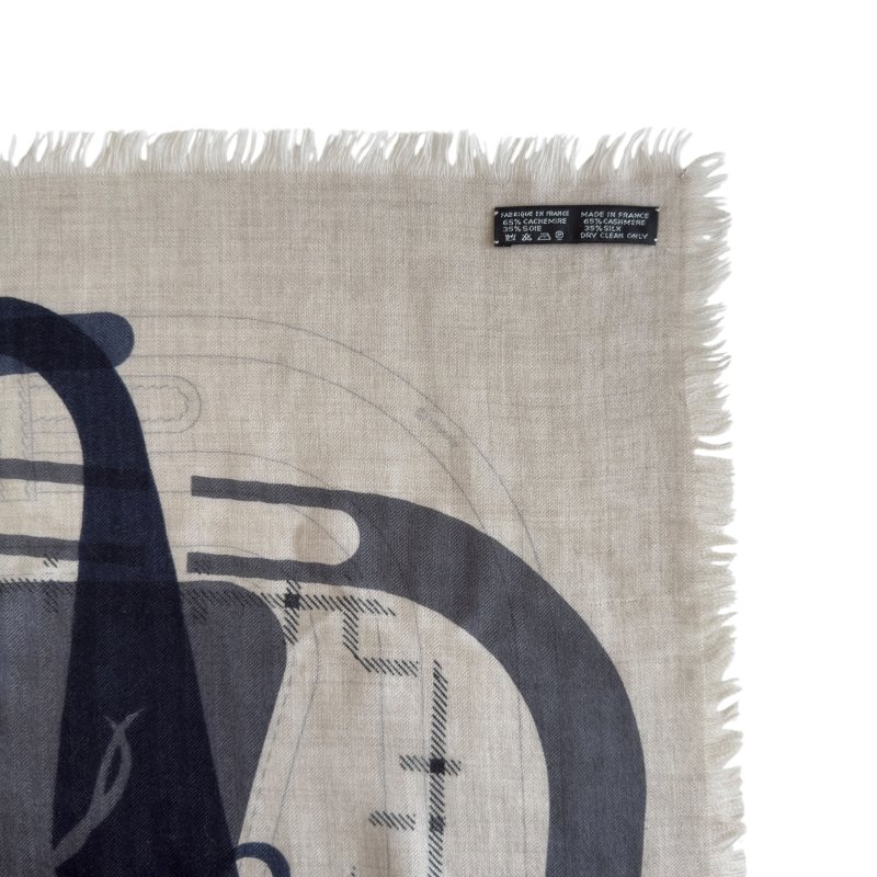 HERMES Imprimeur Fou Quadricube shawl 140 羊絨 圍巾-7