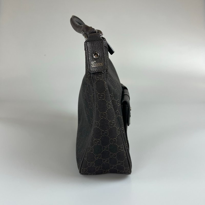 GUCCI 293581 VINTAGE棕帆布老花單肩包-2