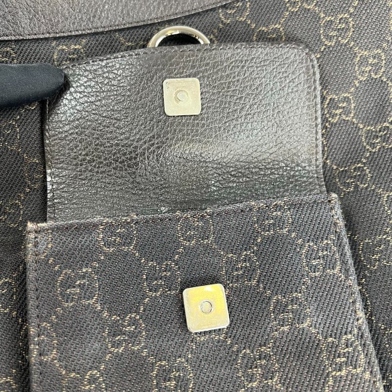 GUCCI 293581 VINTAGE棕帆布老花單肩包-9
