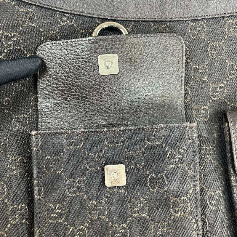 GUCCI 293581 VINTAGE棕帆布老花單肩包-10