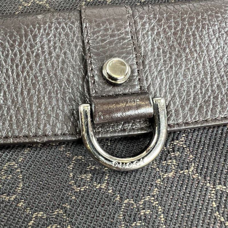 GUCCI 293581 VINTAGE棕帆布老花單肩包-11