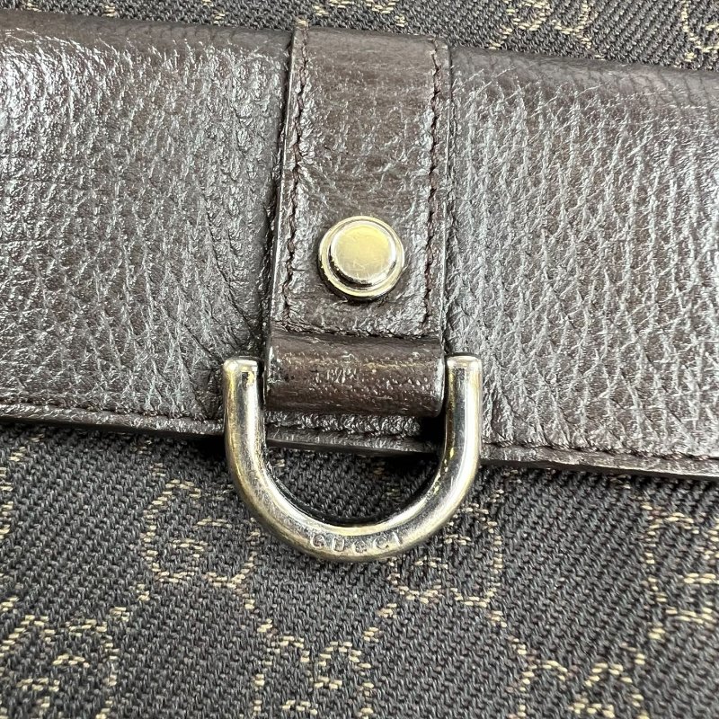 GUCCI 293581 VINTAGE棕帆布老花單肩包-12