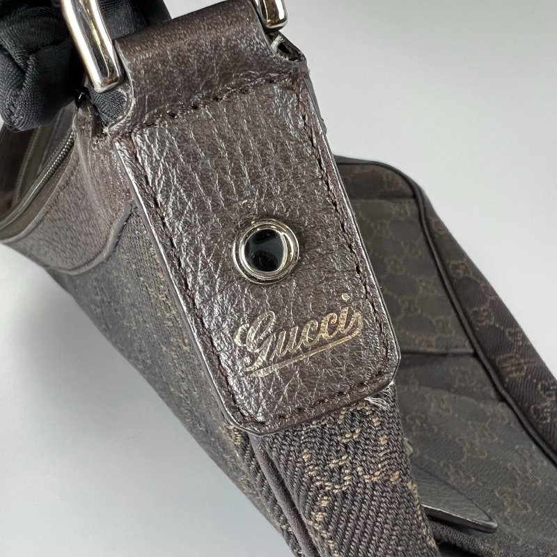 GUCCI 293581 VINTAGE棕帆布老花單肩包-13