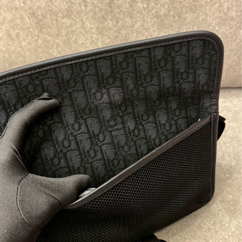 DIOR黑色老花郵差包-9