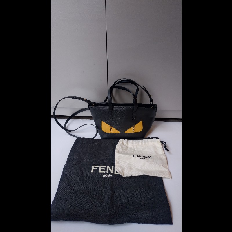 Fendi 黃眼黑皮小怪獸兩用包-4