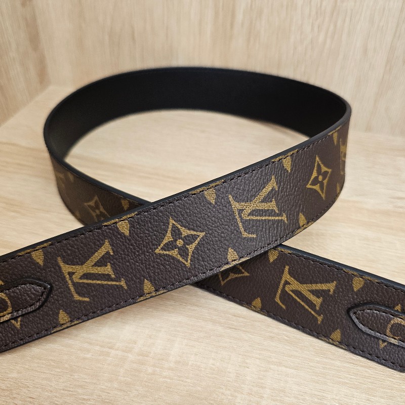 [好物推推新年甜價🧧] LV老花黑牛皮雙面金釦肩背背帶-3