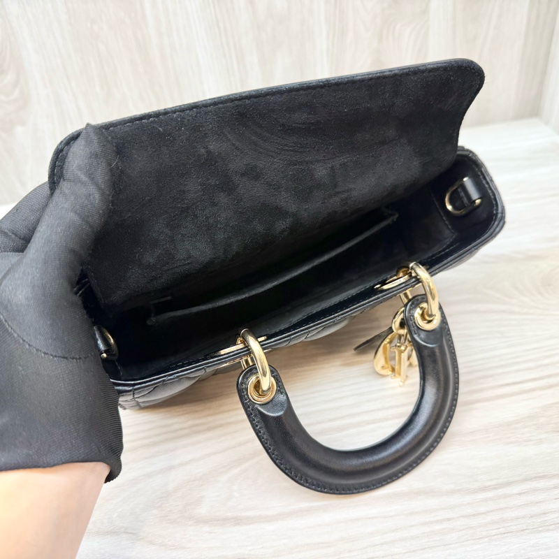 DIOR黑色羊皮金釦Lady D-Joy黛妃包M0613ONGE-15