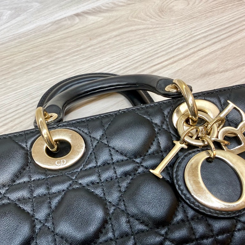 DIOR黑色羊皮金釦Lady D-Joy黛妃包M0613ONGE-27