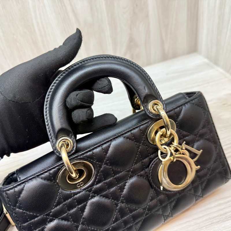 DIOR黑色羊皮金釦Lady D-Joy黛妃包M0613ONGE-29