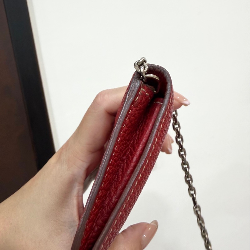 Hermes 愛馬仕 Dogon 紅色 卡包 卡夾 皮夾 皮包 錢包 信用卡卡夾 短夾-5
