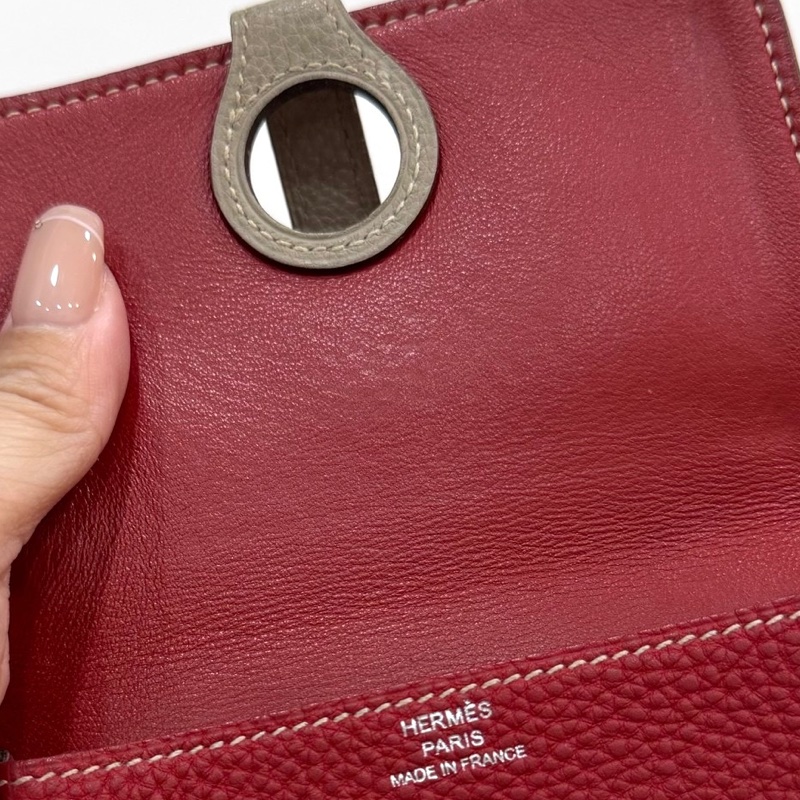 Hermes 愛馬仕 Dogon 紅色 卡包 卡夾 皮夾 皮包 錢包 信用卡卡夾 短夾-17