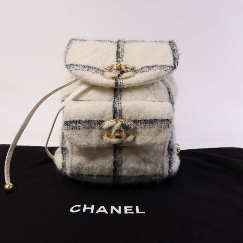 CHANEL Tweed 22K Duma金扣鏈帶背包-9