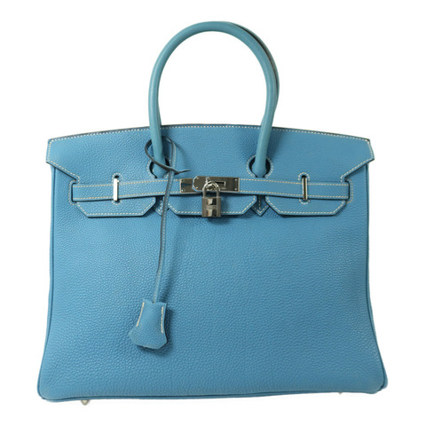 HERMES Togo皮革Birkin 35銀扣手挽袋Bleu Jean