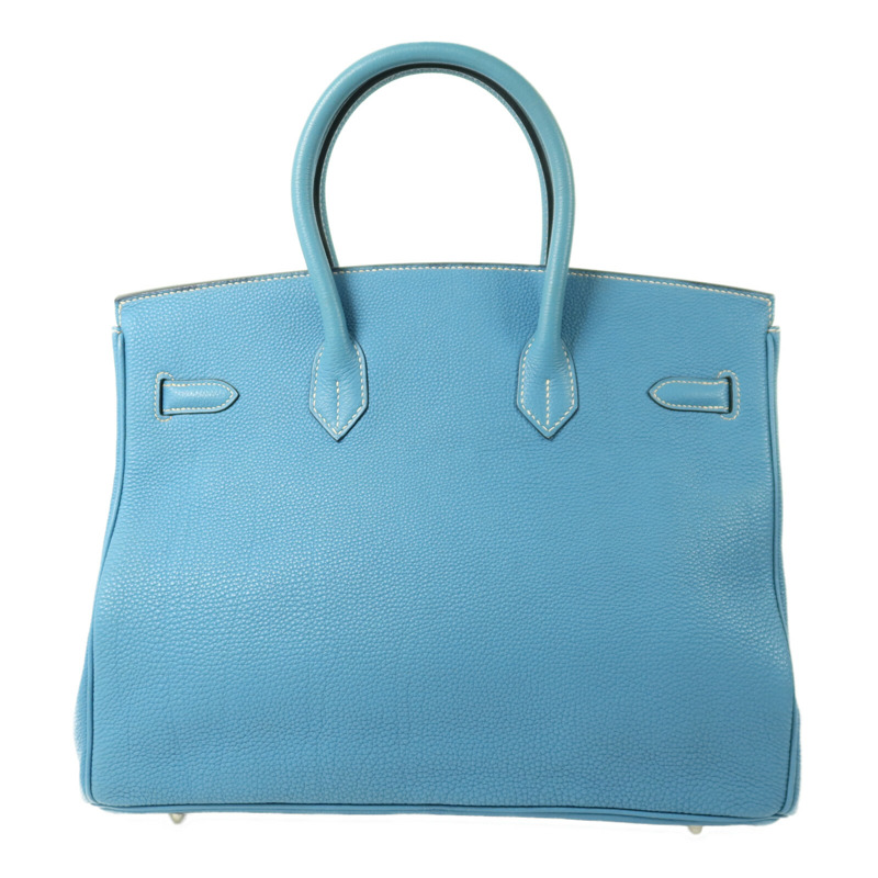 HERMES Togo皮革Birkin 35銀扣手挽袋Bleu Jean-1