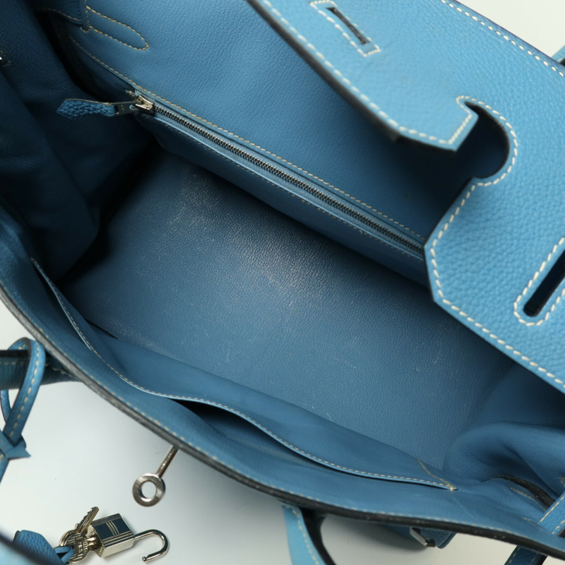 HERMES Togo皮革Birkin 35銀扣手挽袋Bleu Jean-5