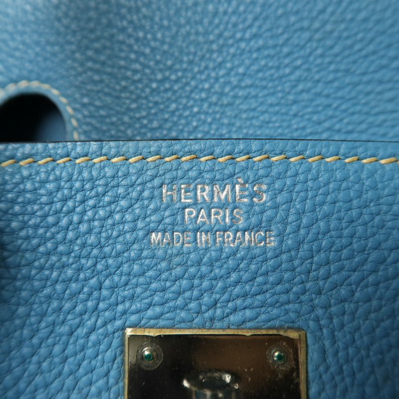 HERMES Togo皮革Birkin 35銀扣手挽袋Bleu Jean-6