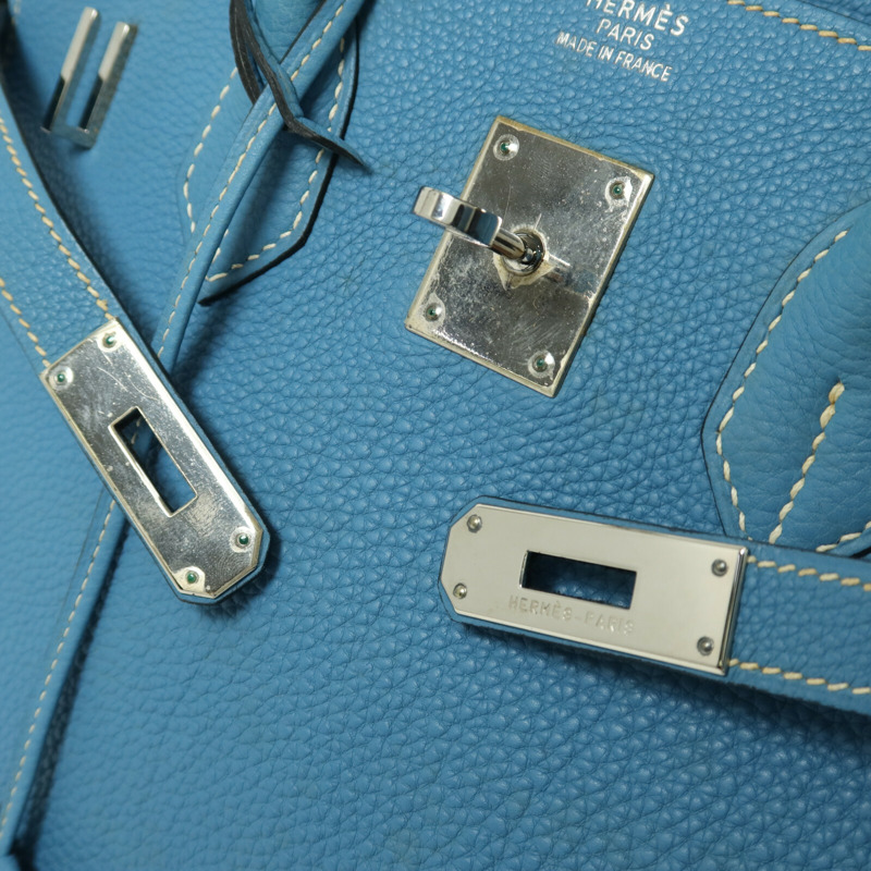 HERMES Togo皮革Birkin 35銀扣手挽袋Bleu Jean-8
