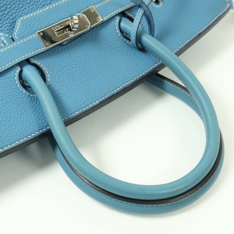 HERMES Togo皮革Birkin 35銀扣手挽袋Bleu Jean-9