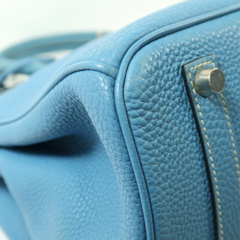 HERMES Togo皮革Birkin 35銀扣手挽袋Bleu Jean-10