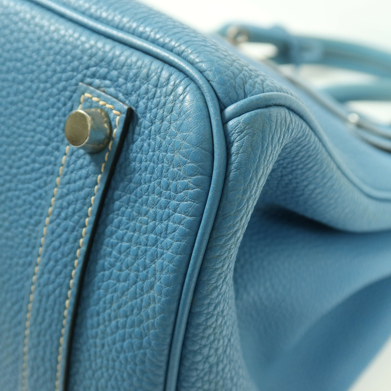 HERMES Togo皮革Birkin 35銀扣手挽袋Bleu Jean-11