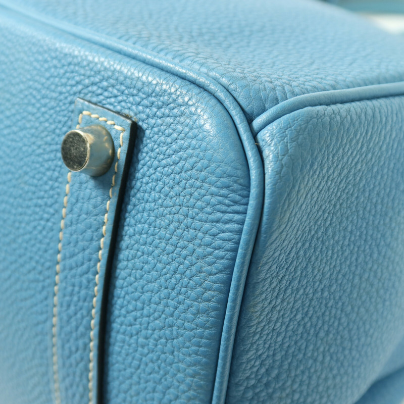 HERMES Togo皮革Birkin 35銀扣手挽袋Bleu Jean-13