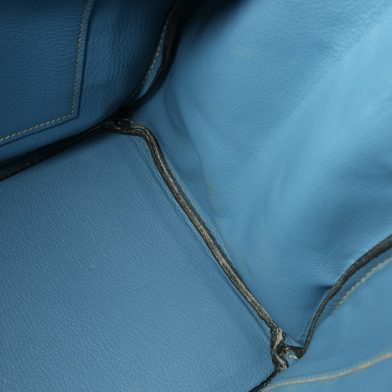 HERMES Togo皮革Birkin 35銀扣手挽袋Bleu Jean-16