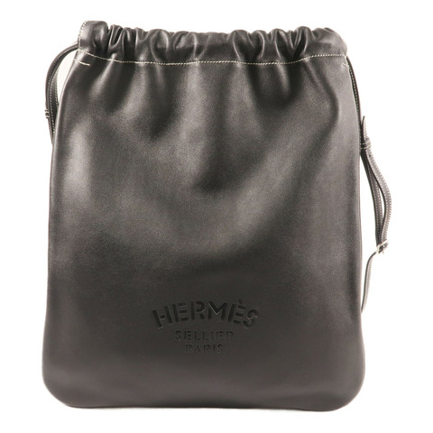 HERMES Evercolor皮革Bridado Backpack銀扣背包Noir