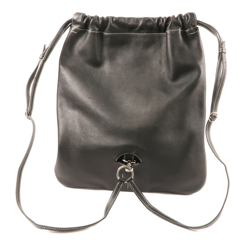 HERMES Evercolor皮革Bridado Backpack銀扣背包Noir-1