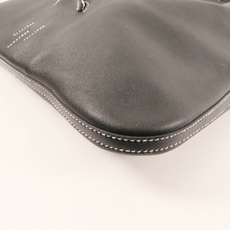 HERMES Evercolor皮革Bridado Backpack銀扣背包Noir-7